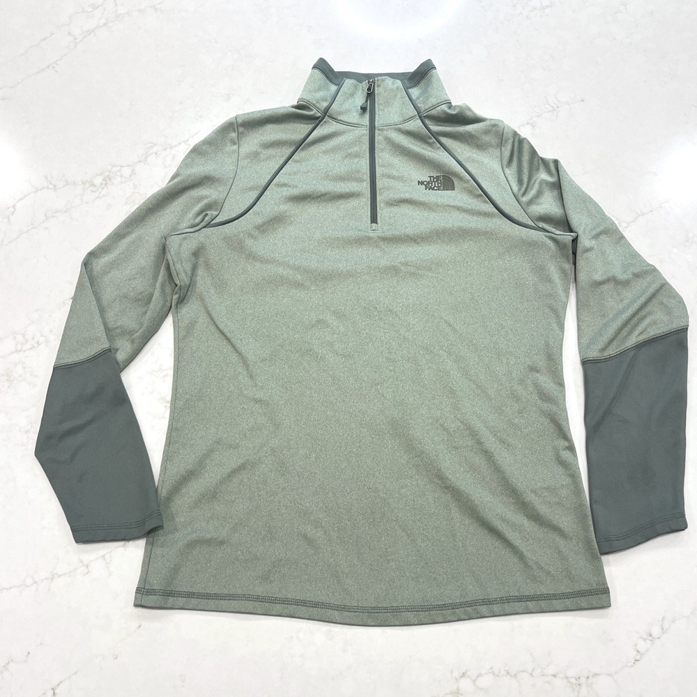 The North Face Pullover Womens L Green 1/4 Zip Goprcore Outdoor Travel Active